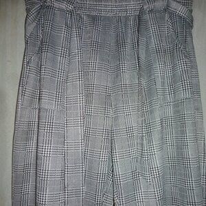 KANCY KOLE High Waist Paper Bag w/Pockets &Tie, Stretch Cropped Trousers  Sz 2XL